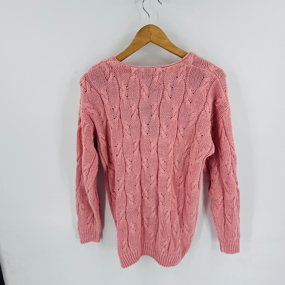 Vintage Hunters Run Henley Sweater Chunky Knit Size M Cottage Coastal Granny - Picture 2 of 7